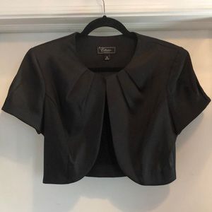 Black “satin” (poly/spandex blend) bolero jacket